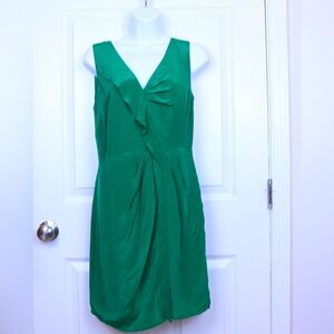 Anthropologie’s Greylin Silk Emerald Green Cocktail Dress Size Small 100% Silk